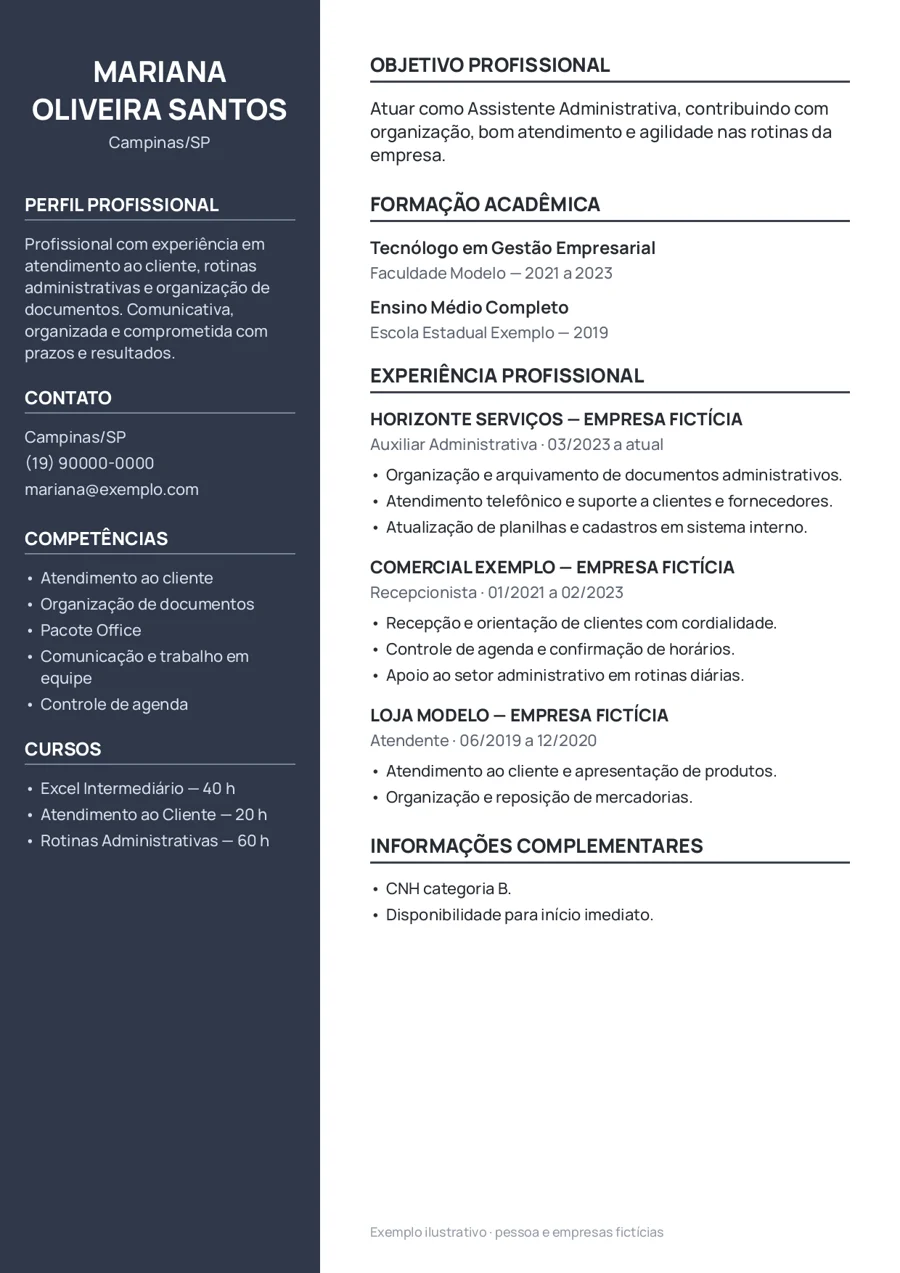 Depois: currículo profissional organizado (exemplo fictício)